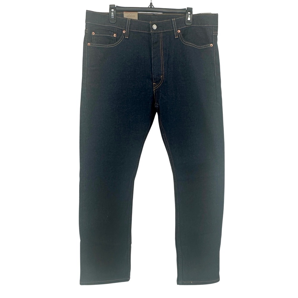 Levi's 513 Slim Straight Selvedge Jeans Mens 36x30 Dark Wash Blue Solid NWT - Picture 2 of 12